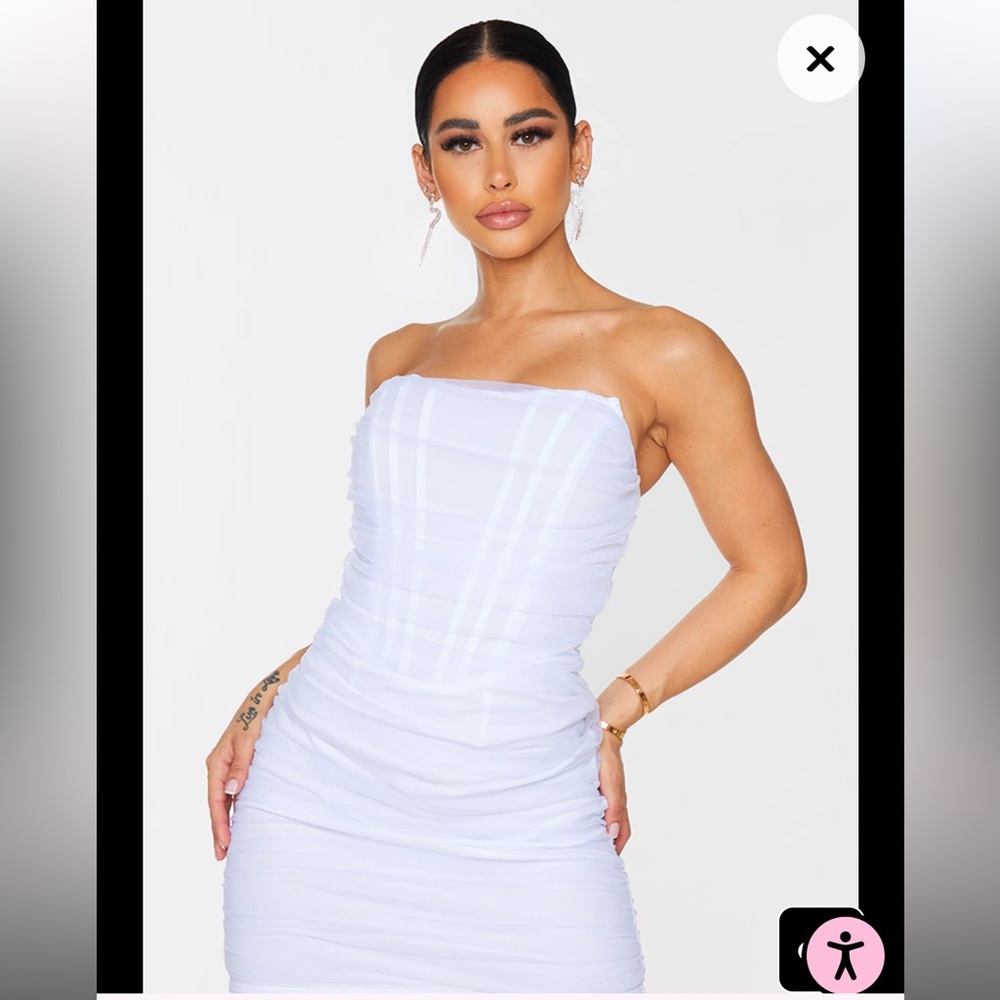 Pretty Little Thing - Medium White Mesh Bodycon Dress